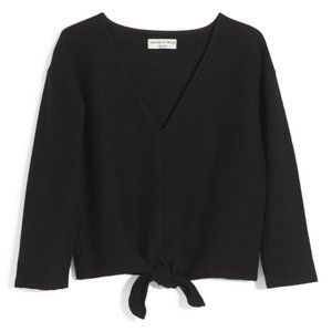 Madewell Texture & Thread Black Tie Front Top